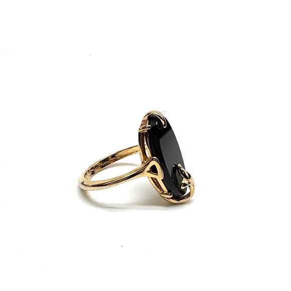 Vintage Avon Nightflower Ring Goldtone with Black Oval Faux Onyx Size 5 3/4 - Picture 2 of 13